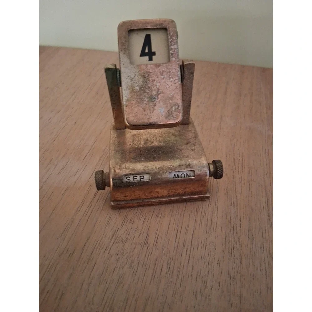 Mid-Century Vintage Brass Flip Desk Calendar – Complete Date Set. Japan
